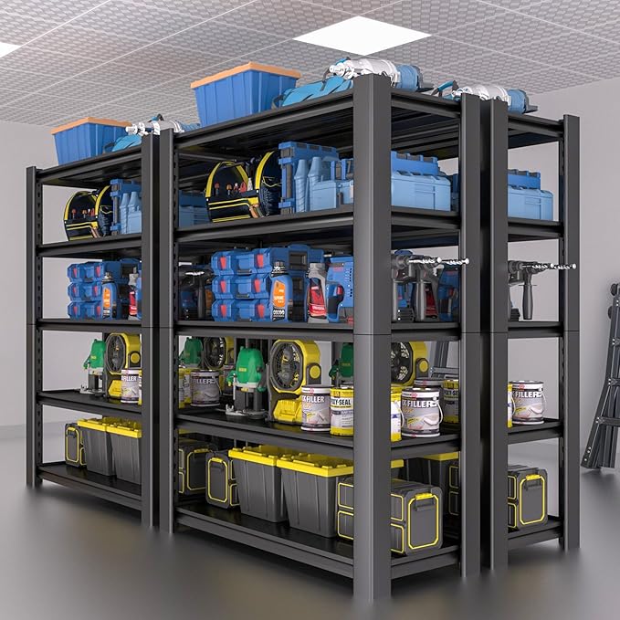 5-Tier Heavy Duty Garage Shelving Unit, 3000 LBS Capacity Metal Storage Rack ...