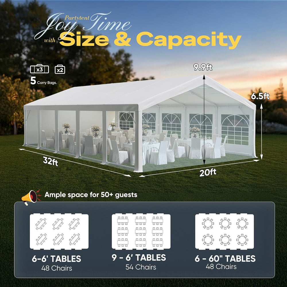 Quictent Premium 20x32 Reinforced Heavy Duty Party Tent with 5 Storage Bags