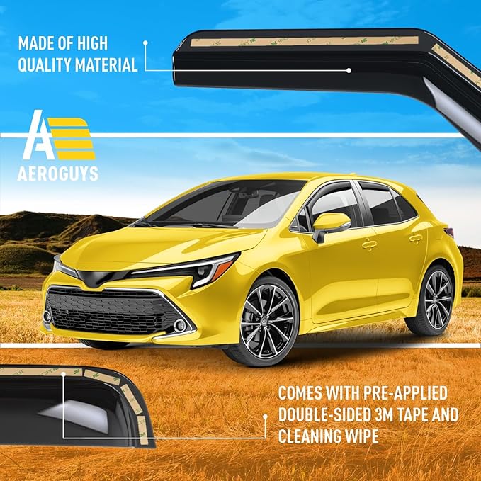 Extra Durable Window Deflectors in-Channel Window Visors Rain Guards Fit (4 pcs)