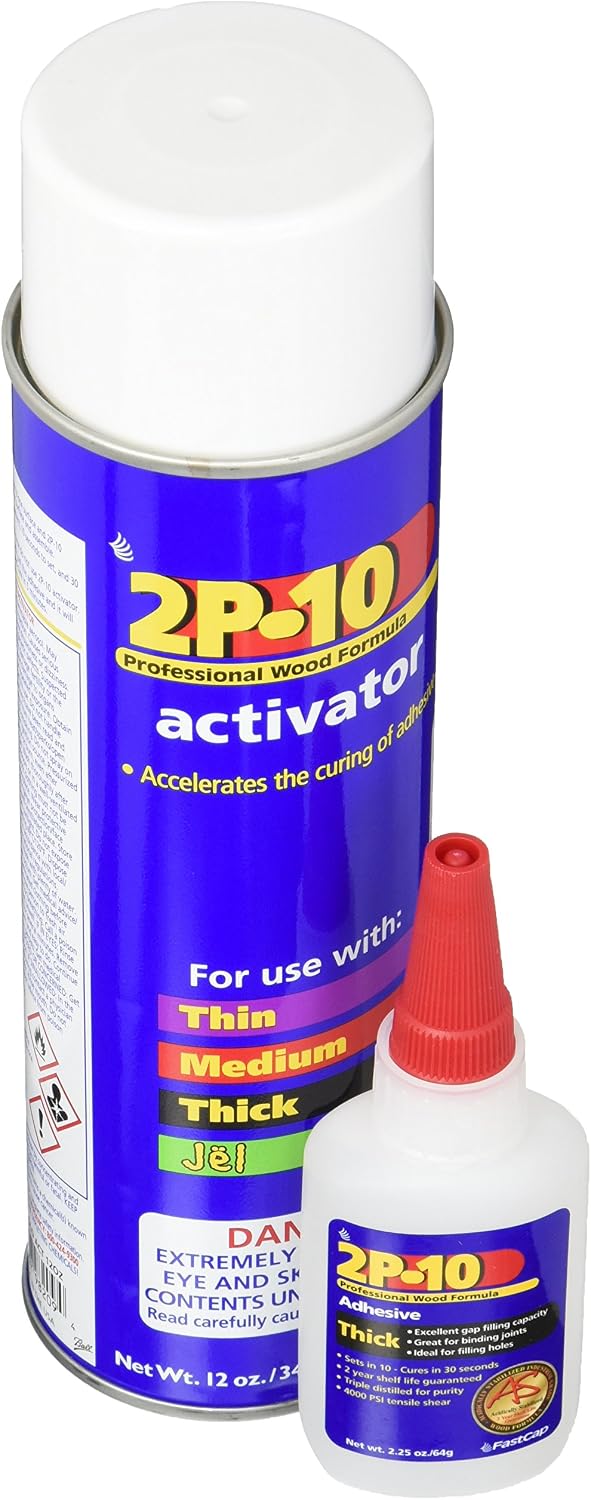 FastCap 2P-10 Super Glue Adhesive 2.25 Ounce Thick and 12 Ounce Activator Com...