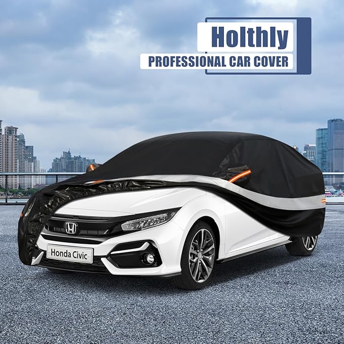 10 Layers Car Cover Custom Fit for Honda Civic Sedan Waterproof All Weather for