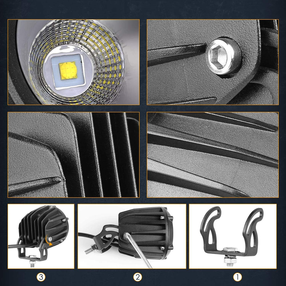 LED Driving Lights, Nirider 2PCS 50W Round 3.5 Inch Motorcycle Fog Lights Spo...
