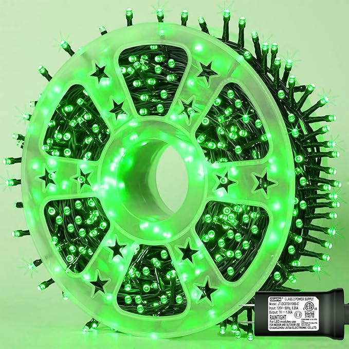 YEGUO 165ft 500 LED Halloween Lights Outdoor Waterproof, 8 Modes Green String...