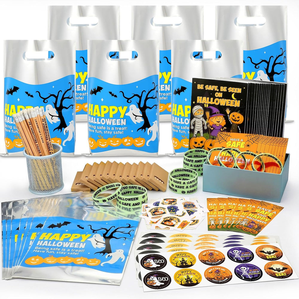 450 Pcs Bulk Halloween Safety Items Kit, Trick or Treat Gift Favor