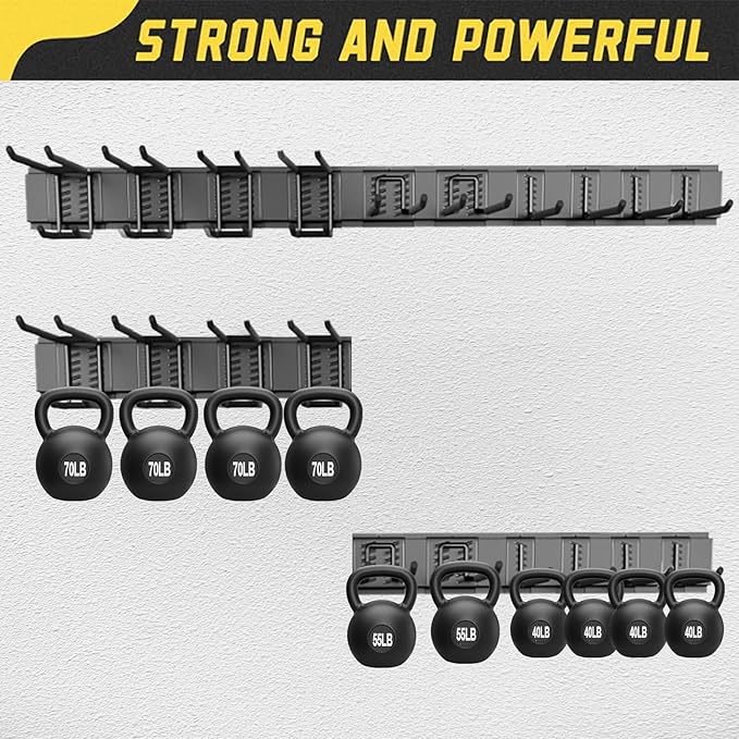 64'' Garage Tool Organizer Wall Mount, Garage Hooks Heavy Duty, Shove...