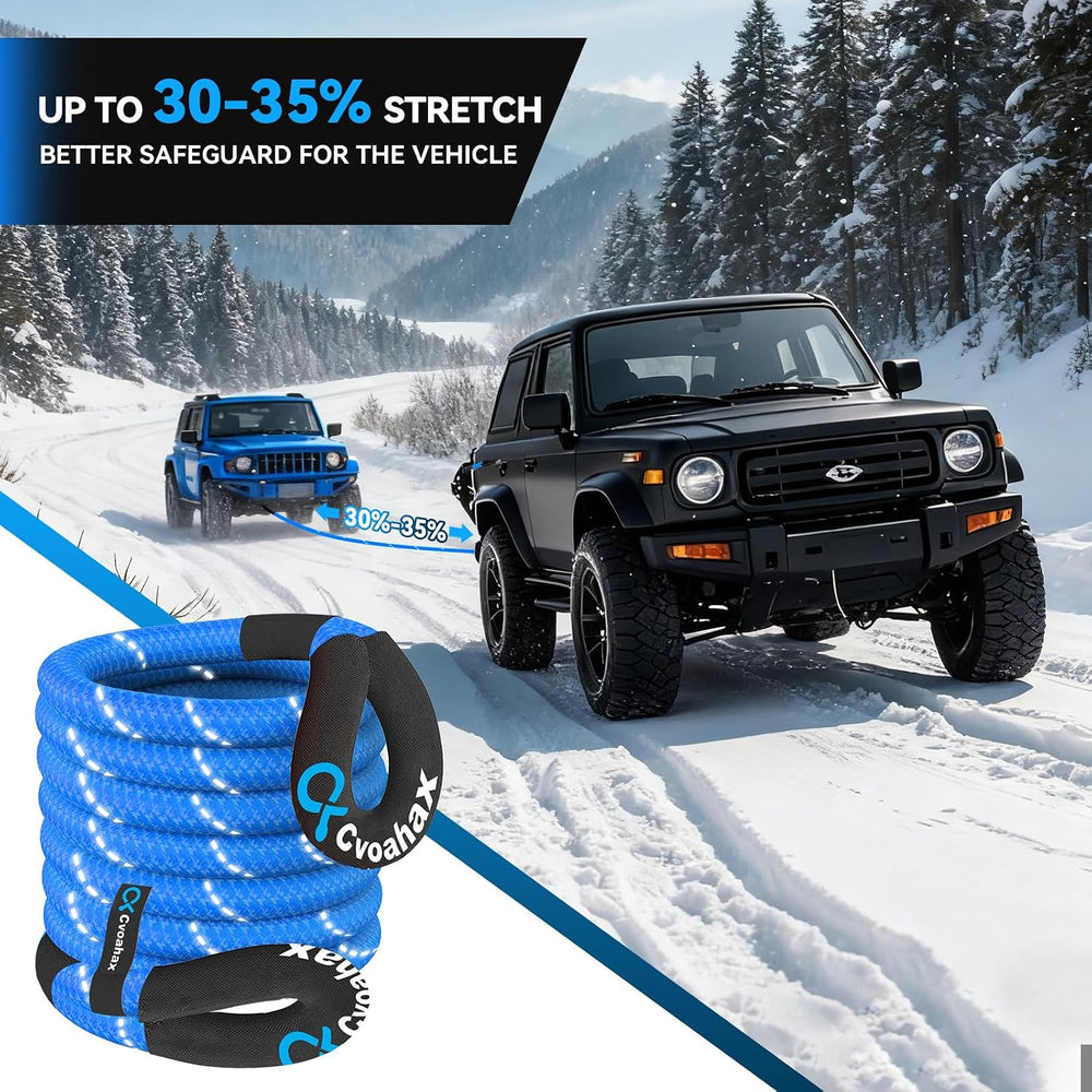 Kinetic Recovery Rope(Reflective) 1" x30ft Tow Rope with Soft Shackle | ...
