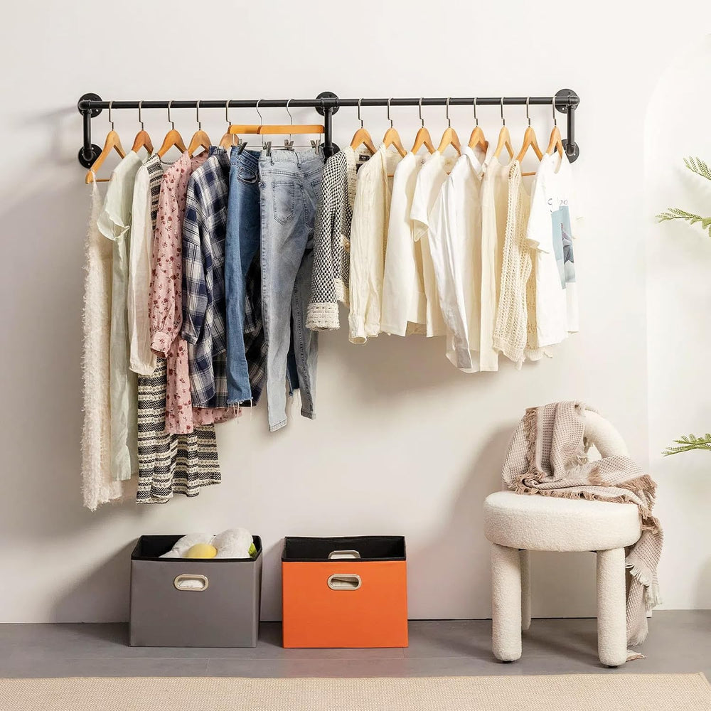 Wall Clothes Rack, Industrial Pipe Clothing Rack, Hanging Clothes Rod