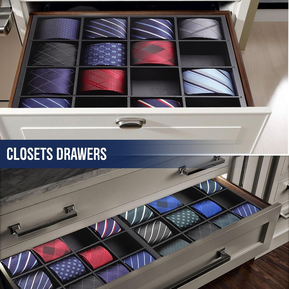 Tie Organizer Wall Mounted Tie rack,Tie box for Men,Tie Box Organizer with 16...