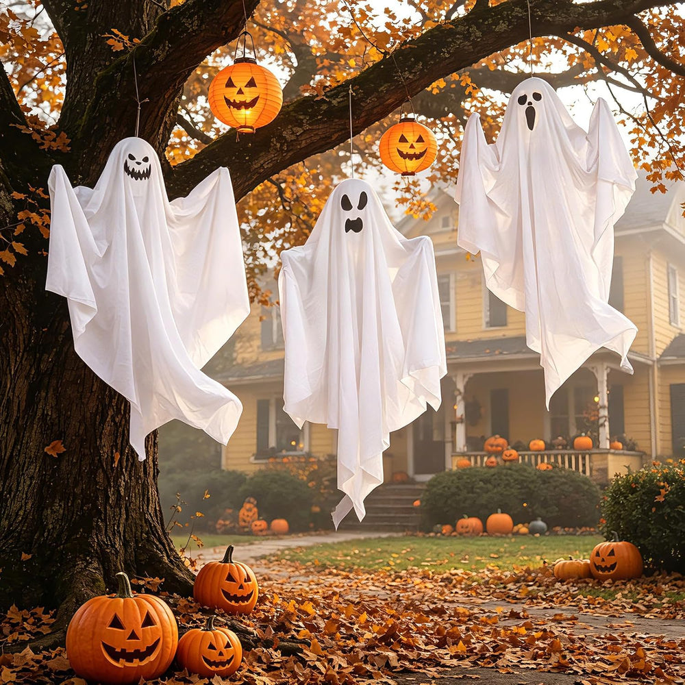 6 Pack Halloween Hanging Tree Ghosts, 27.6 Inch Flying Ghost Decorations