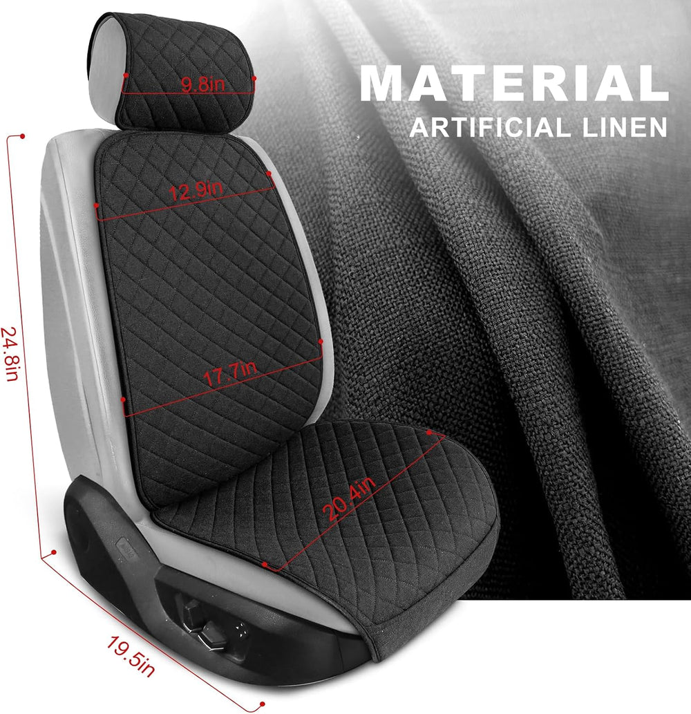 BOPUOVRE Linen Front Car Seat Covers Breathable Fabric