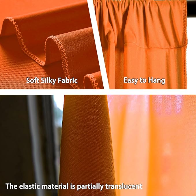 10 x 10 Feet Orange Backdrop Curtain for Partie, Background Curtains for Phot...