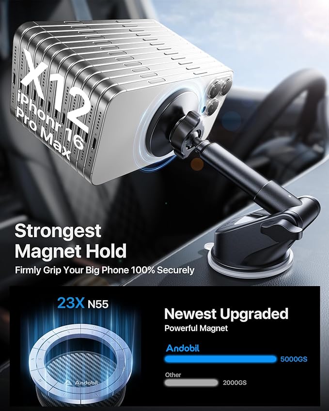 【True Military-Grade】andobil 3 in1 Magnetic Phone Holder