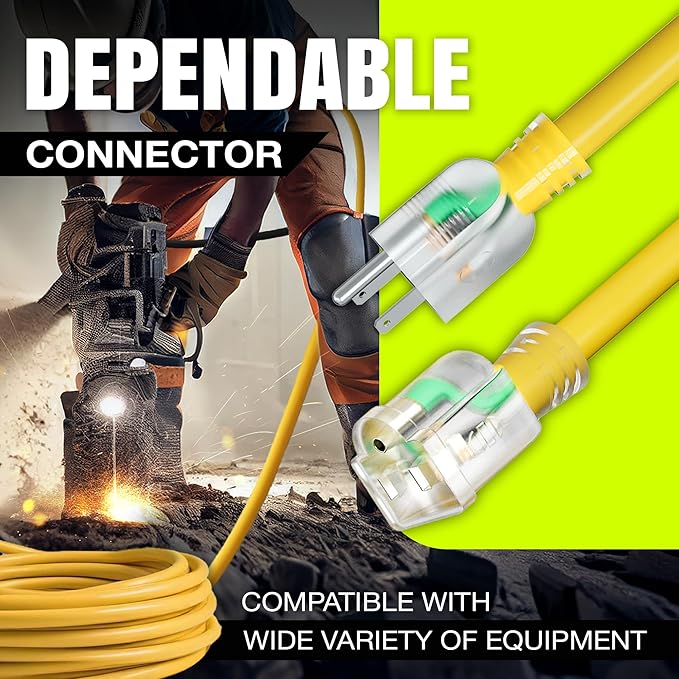 75ft Outdoor/Indoor Extension Cord 12/3 Gauge Extra Heavy Duty 3 Prong SJTW