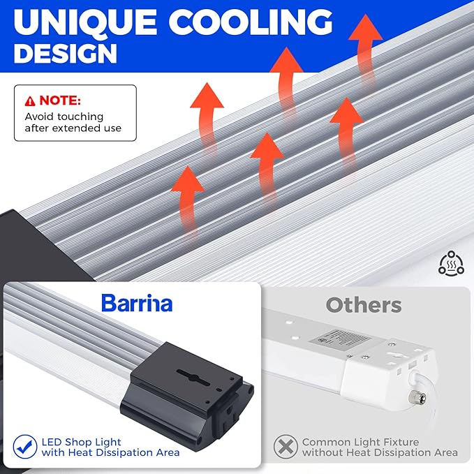 Barrina BS84 LED Shop Lights for Workshop 4FT, 5000K Utility Shop Lights (6 P...