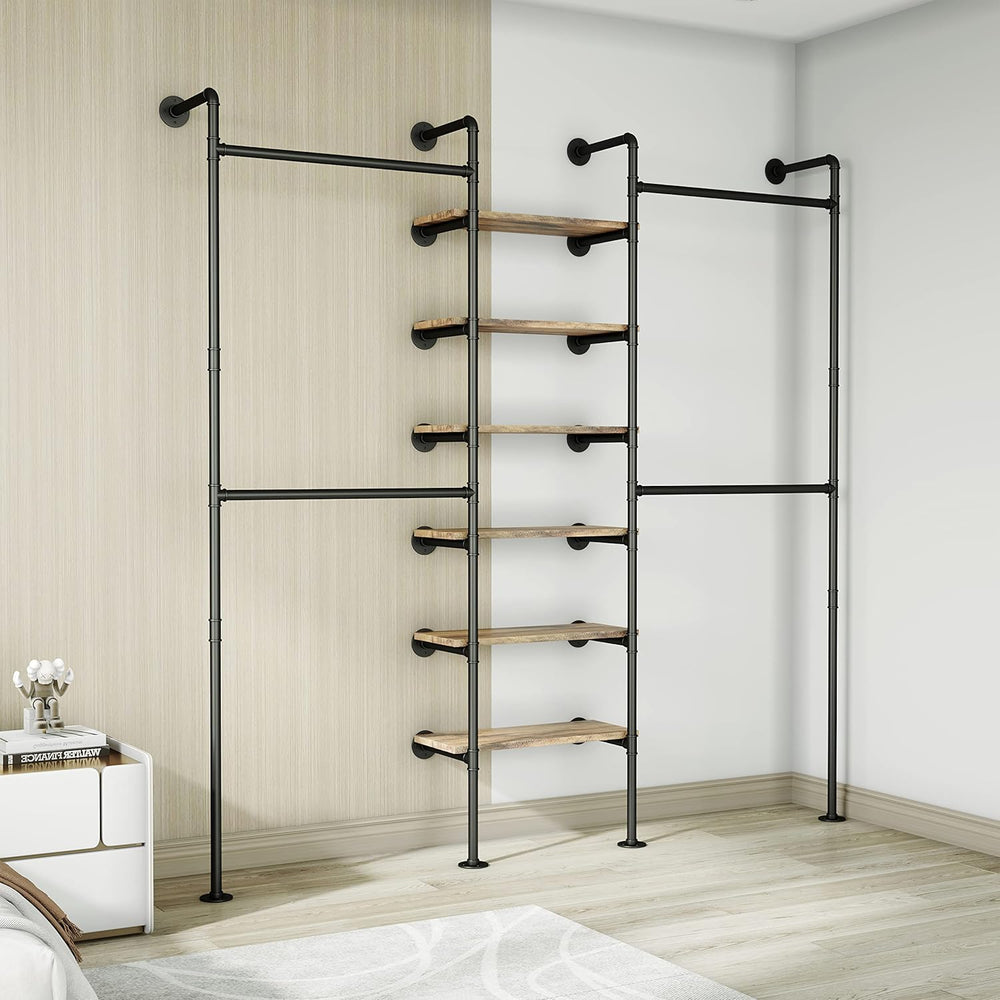 HKaikzo Wall Mounted Closet System 85" H×81" W, Industrial Pipe Clo...