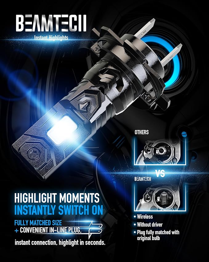 BEAMTECH H7 Light Bulb, No Adapter Need High Speed Fan 6500K Xenon White H7 (...