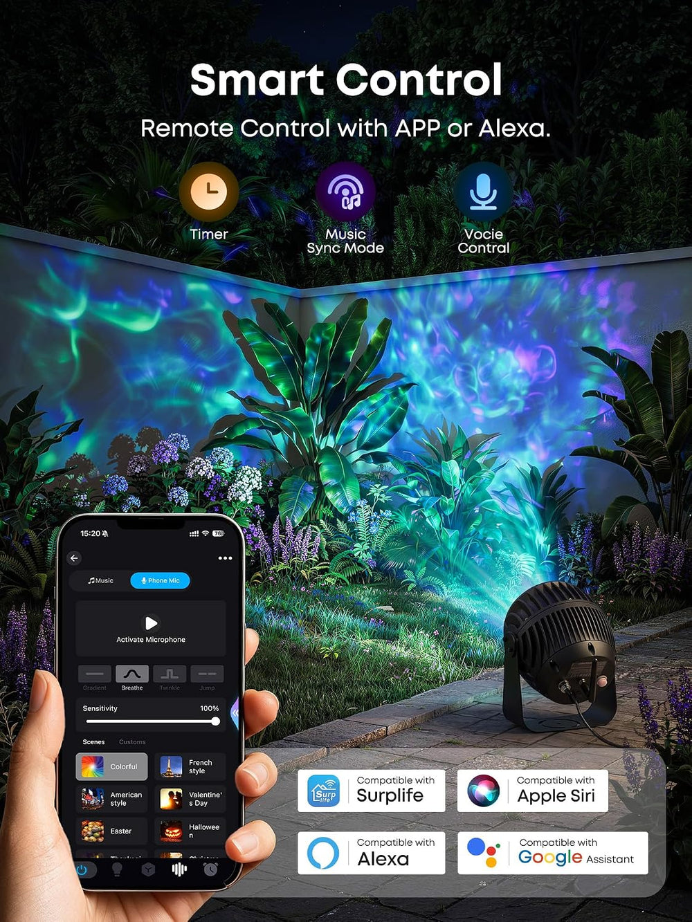 PIKOY Halloween Projector Outdoor with App, Halloween Decorations Outdoor