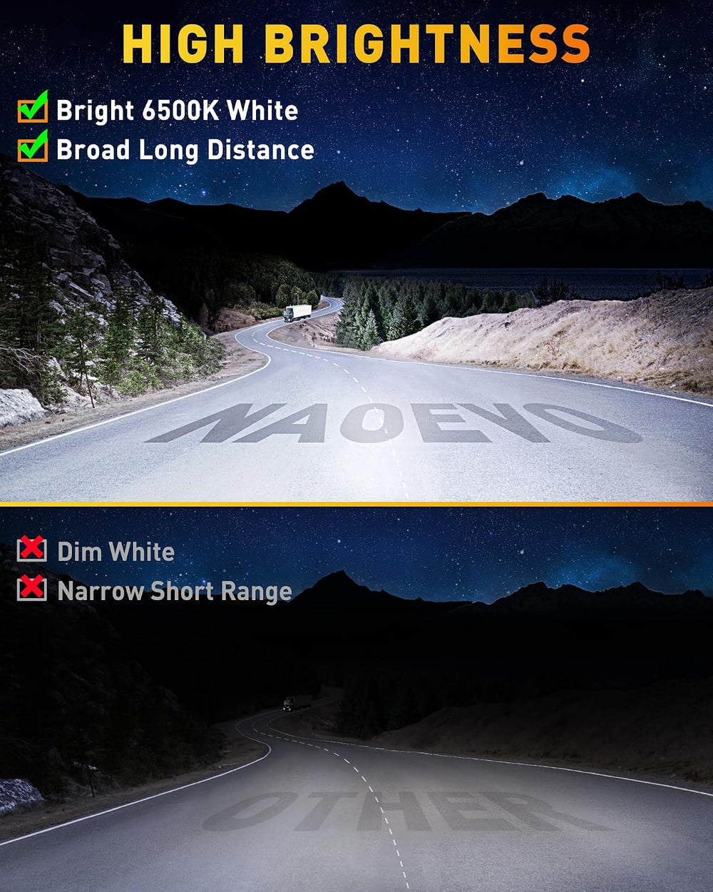 NAOEVO 4 Pcs 7 Inch LED Light Bar with 4 Leads Harness for Trucks, White