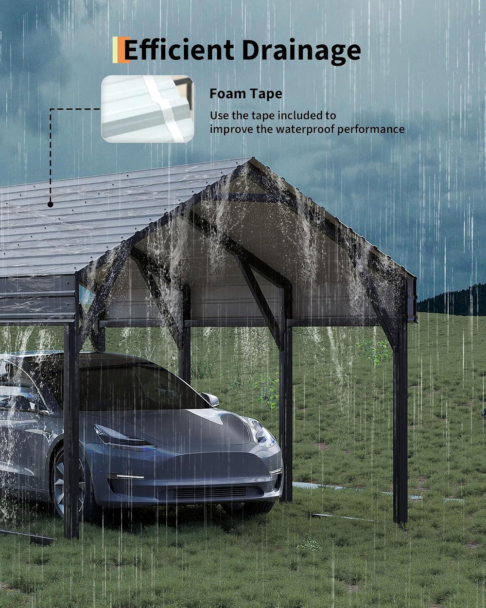 GarveeLife 10x15 ft Metal Carport, Reinforced Frame and Steel Roof for All-We...