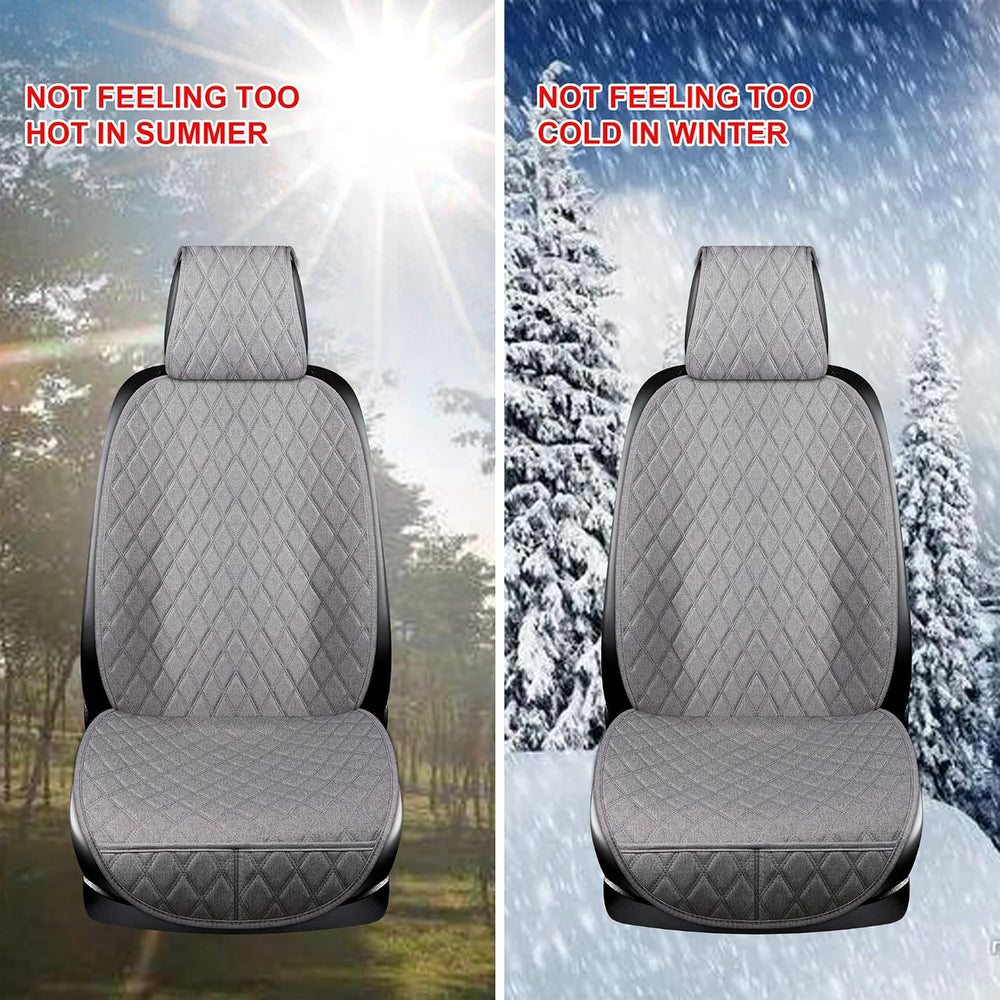 ENOGE Front Car Seat Covers, Linen Car Seat Cover, Driver Seat Protector with...