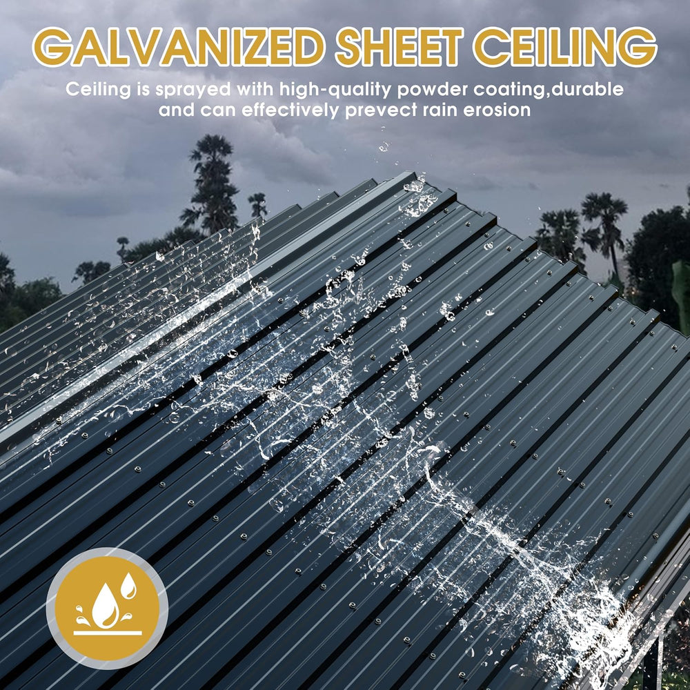JAMFLY Carport, Heavy Duty Carport Canopy with Galvanized Steel Roof and Fram...