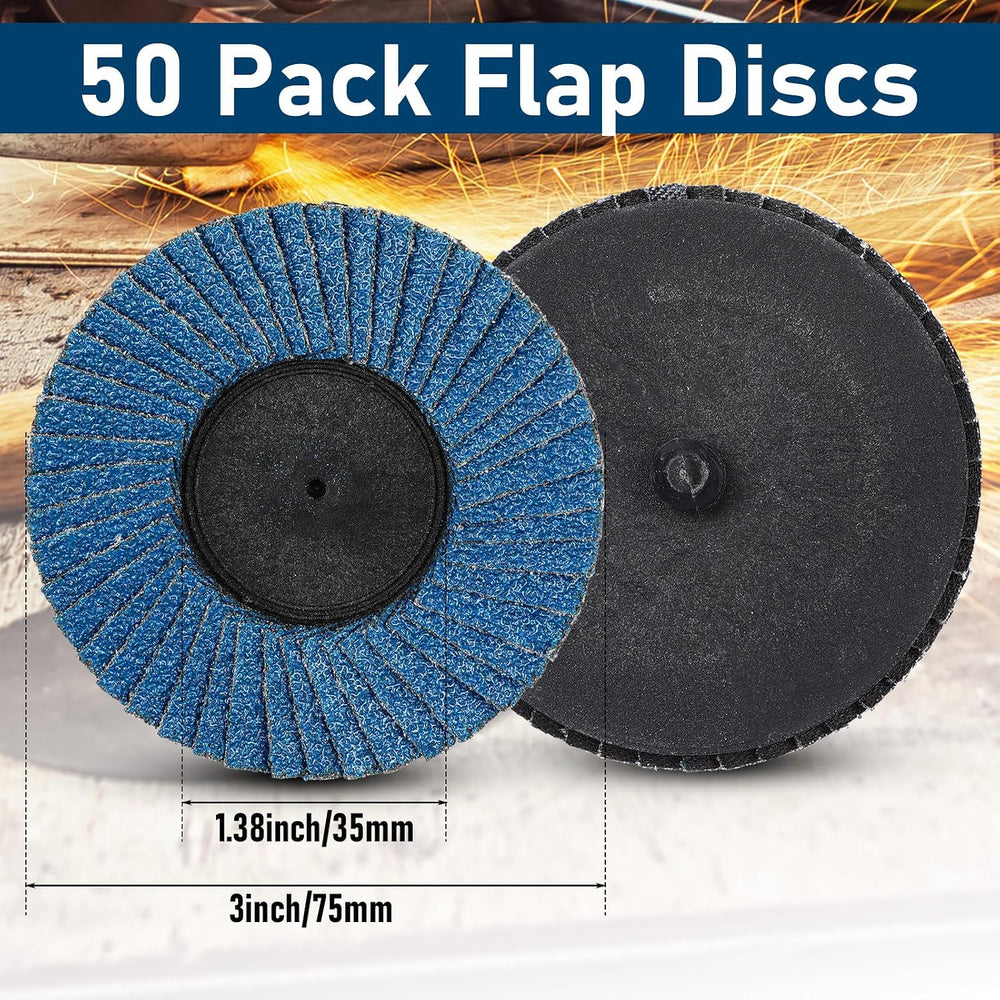 50 Pcs 3 Inch Flap Discs 60 Grit T27 Flap Sanding Disc High Density Zirconia ...