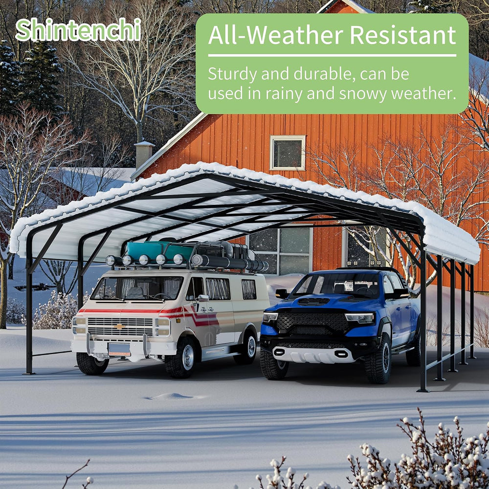 Shintenchi 20x20 FT Metal Carport, Oversized Carport Garage with Enhanced Bas...