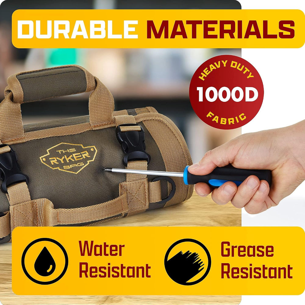 Ryker Heavy Duty Roll Up Tool Bag Organizer w/Detachable Pouches, Gift Men