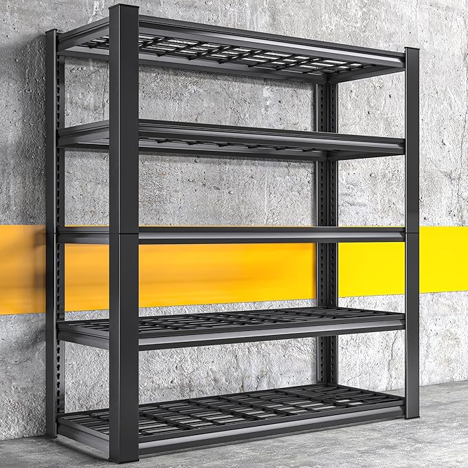 REIBII 3010LBS Storage Shelves 72" H Garage Shelving Heavy Duty Metal Sh...