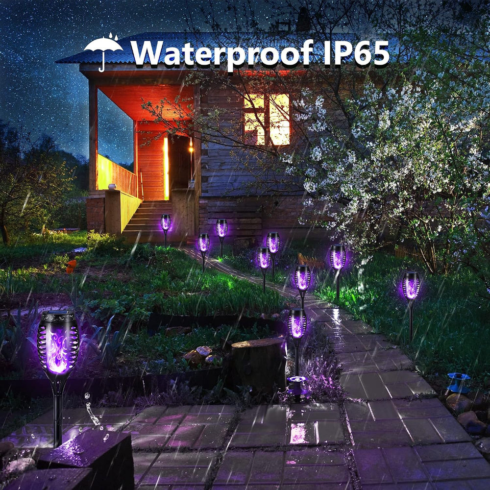 Toodour Solar Torch Flame Lights, 12 Pack Solar Halloween Lights Outdoor