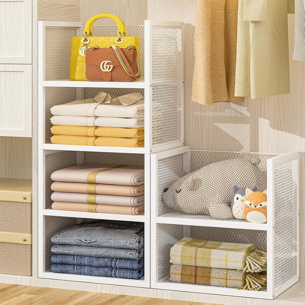 DAOUTIME 6-Tier Stackable Closet Organizers and Storage Basket, Wire Closet S...