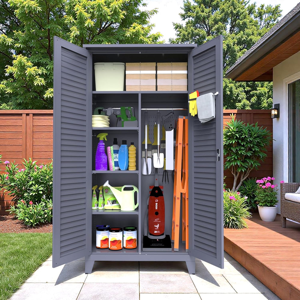 RYH 73" Tall Metal Outdoor Storage Cabinet(73" H × 35.4" W ×17...