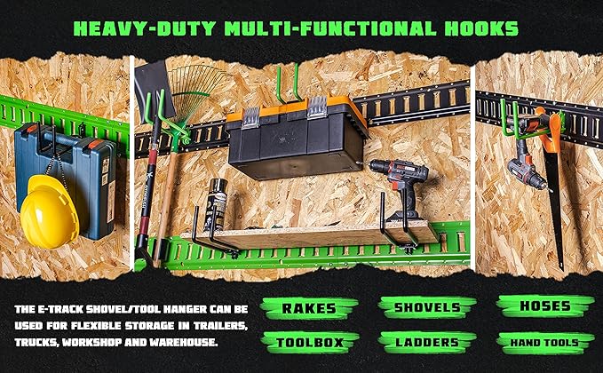 8-Pack E-Track Heavy Duty Shovel/Tool Hanger