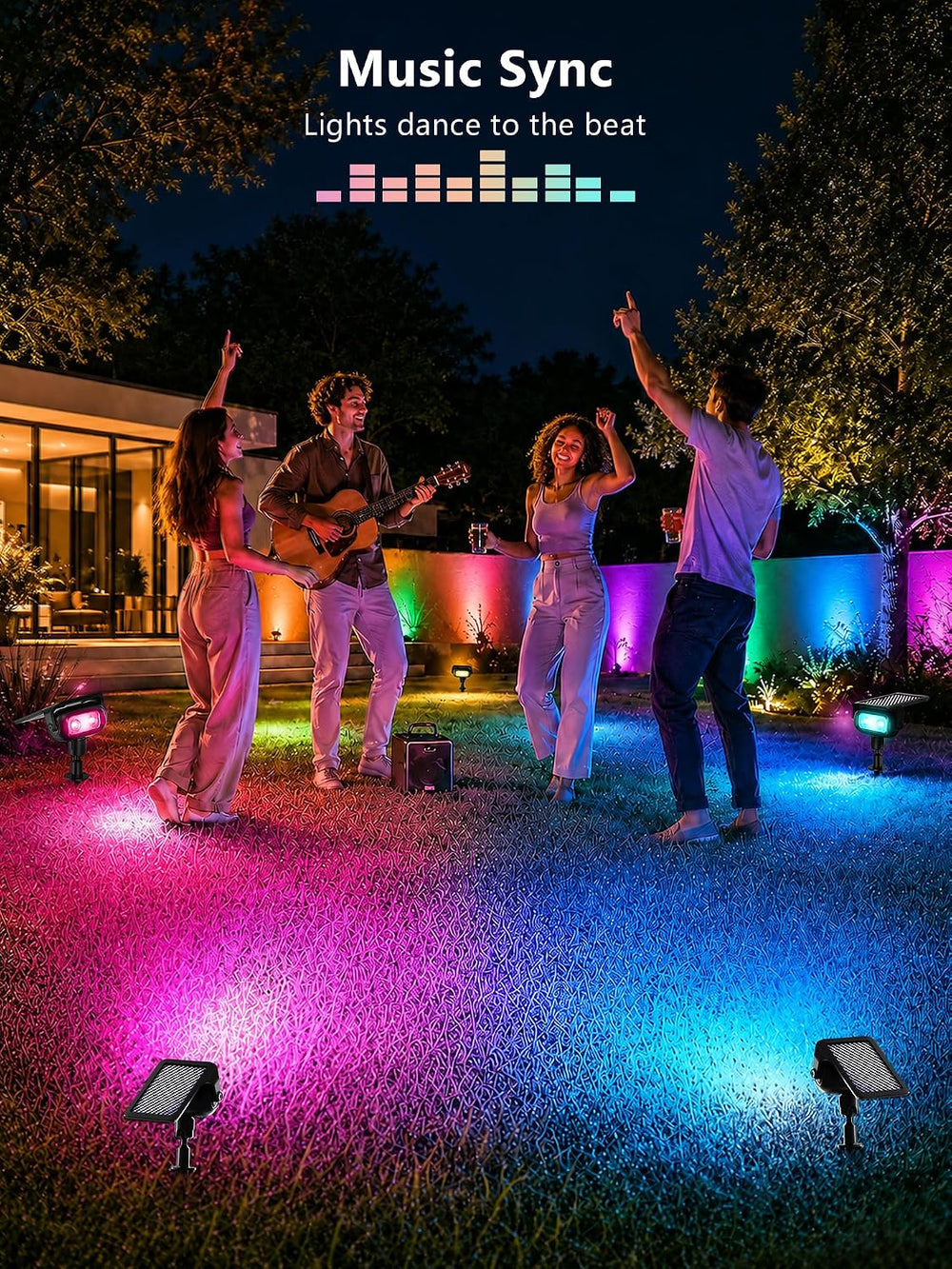 ODEETRONIC Smart Solar Spot Lights Halloween, Outdoor Yard RGBCW Spotlight