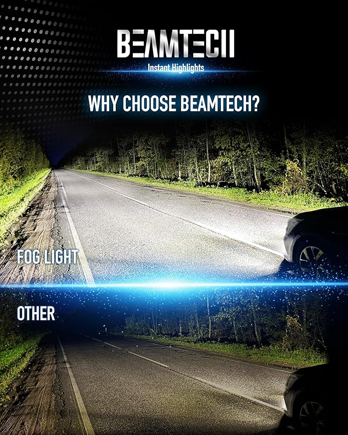 BEAMTECH H11 Bulb, H8 H9 Fog Light Bulb Fanless in Line 6500K Light Bulb Pack...