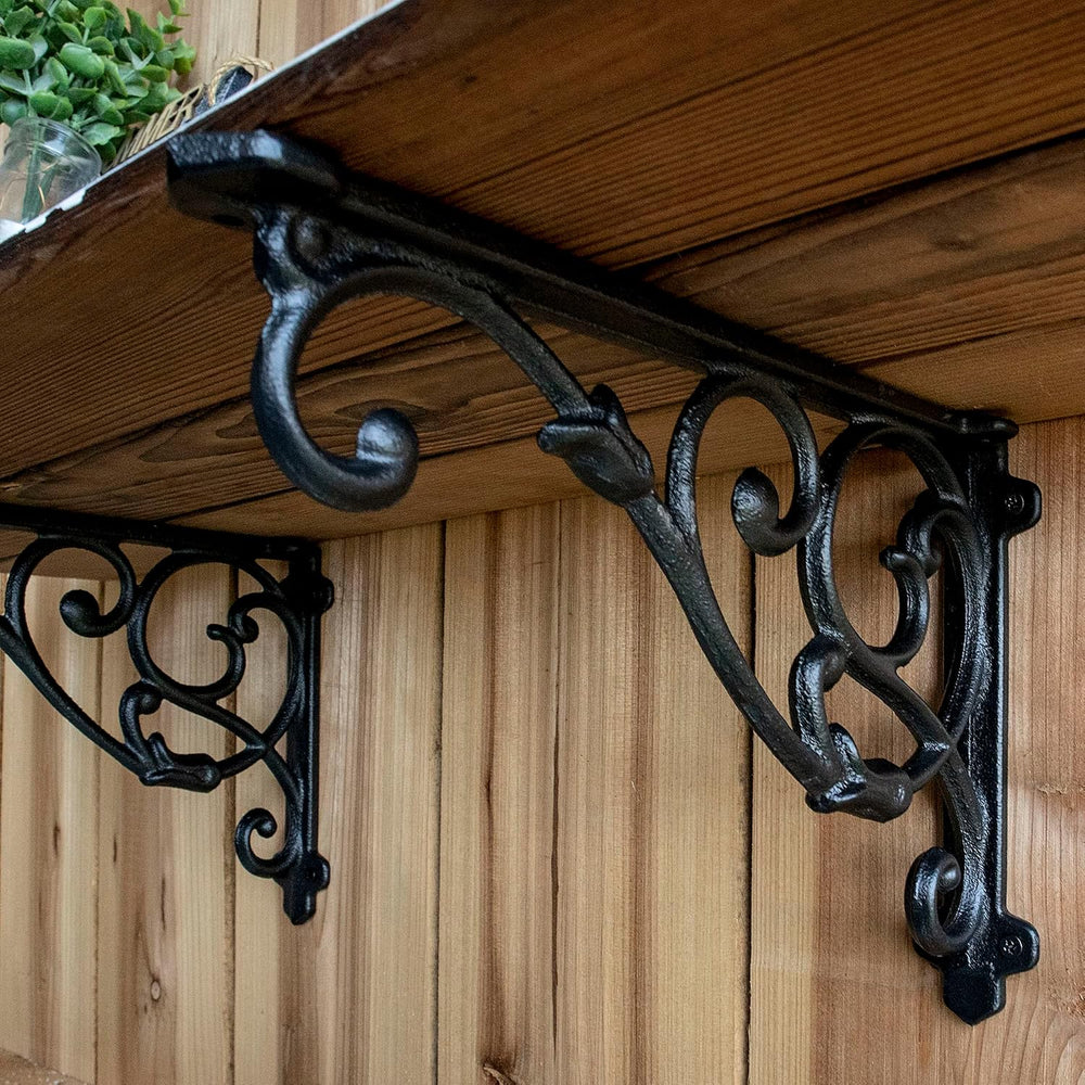 4 Pack Decorative Shelf Brackets,11*7.5 Inch Cast Iron Shelf Supply,Antique B...
