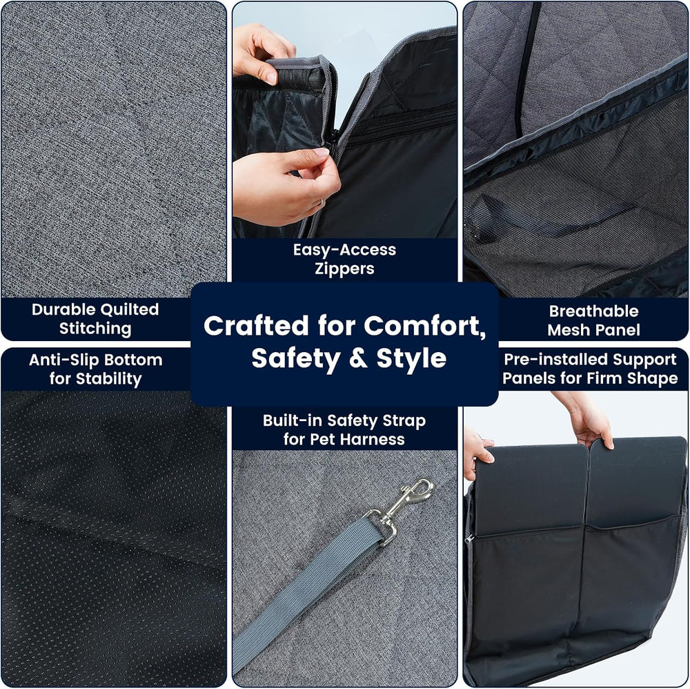 Front Seat Dog Car Seat for Small/Medium Dogs with Door Protection – Full Cov...