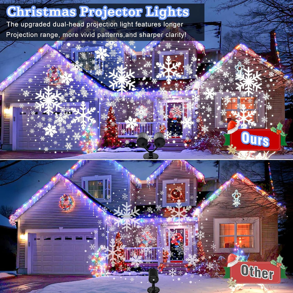 Christmas Snowflake Projector Lights Double Head Dynamic Snowflake Lights