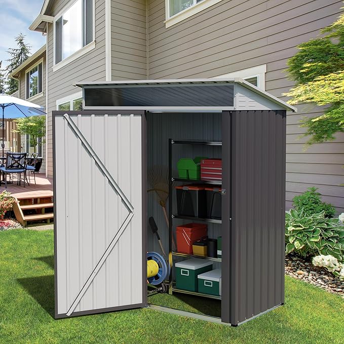 Vongrasig 5 x 3 x 6 FT Outdoor Storage Shed Clearance, Metal Garden Shed