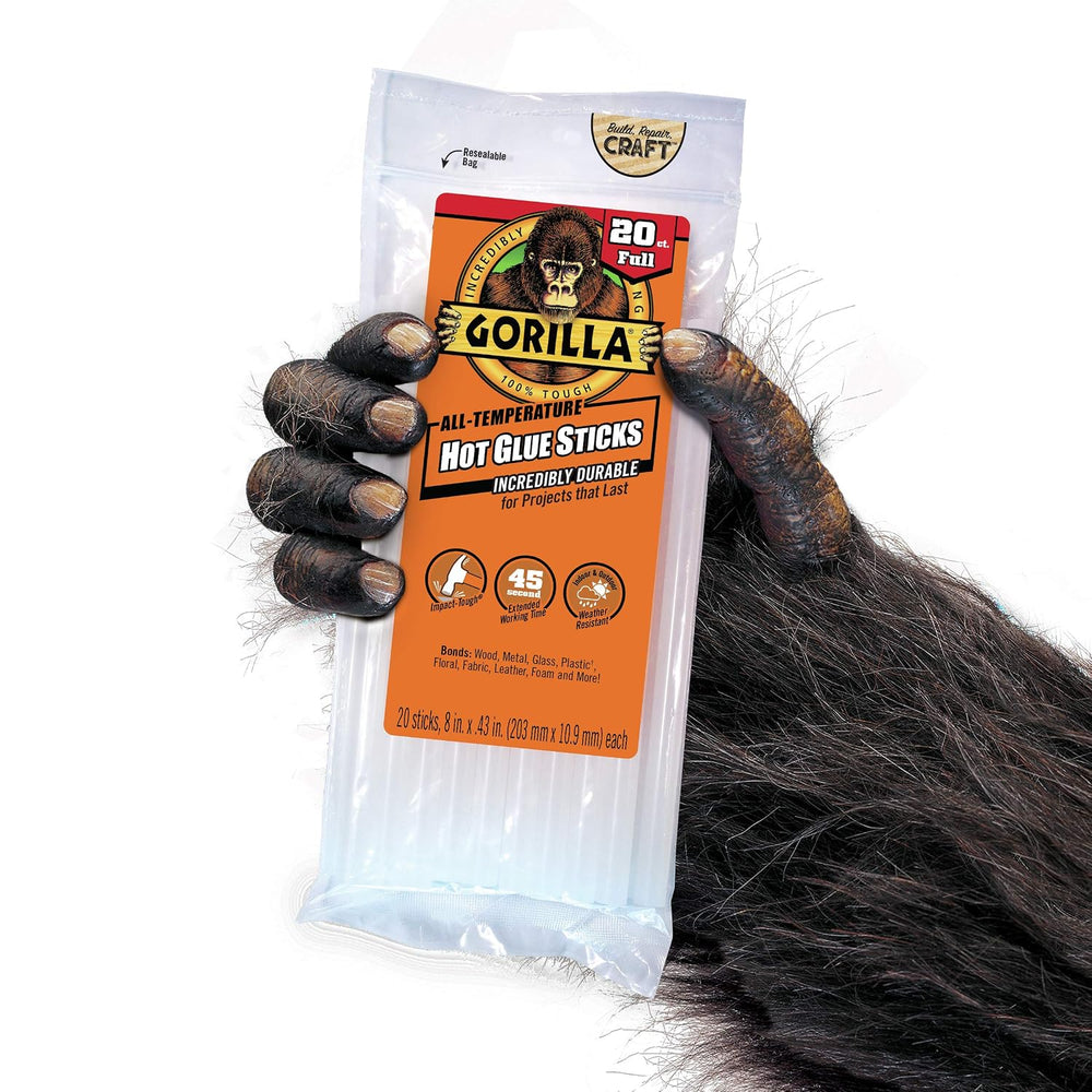 Gorilla Hot Glue Sticks, Clear Glue, Full Size 8" Long x 0.43" Diam...
