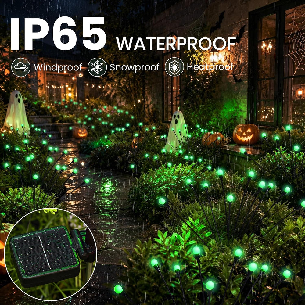 Solar Halloween Lights(6Pack 60LED), Green Outdoor Halloween Decor