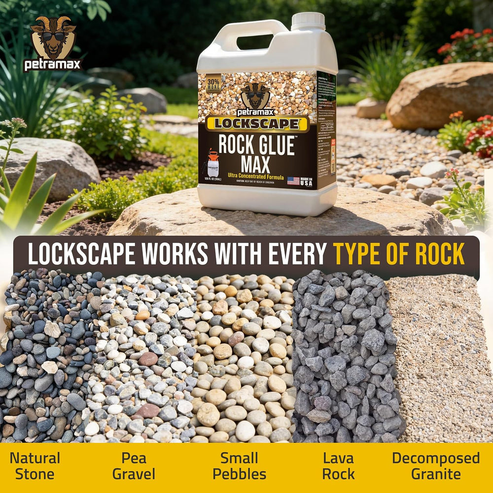 Petra Max Rock Glue for Landscaping, Pet-Safe & Non-Toxic (USA-Made), 32 Oz