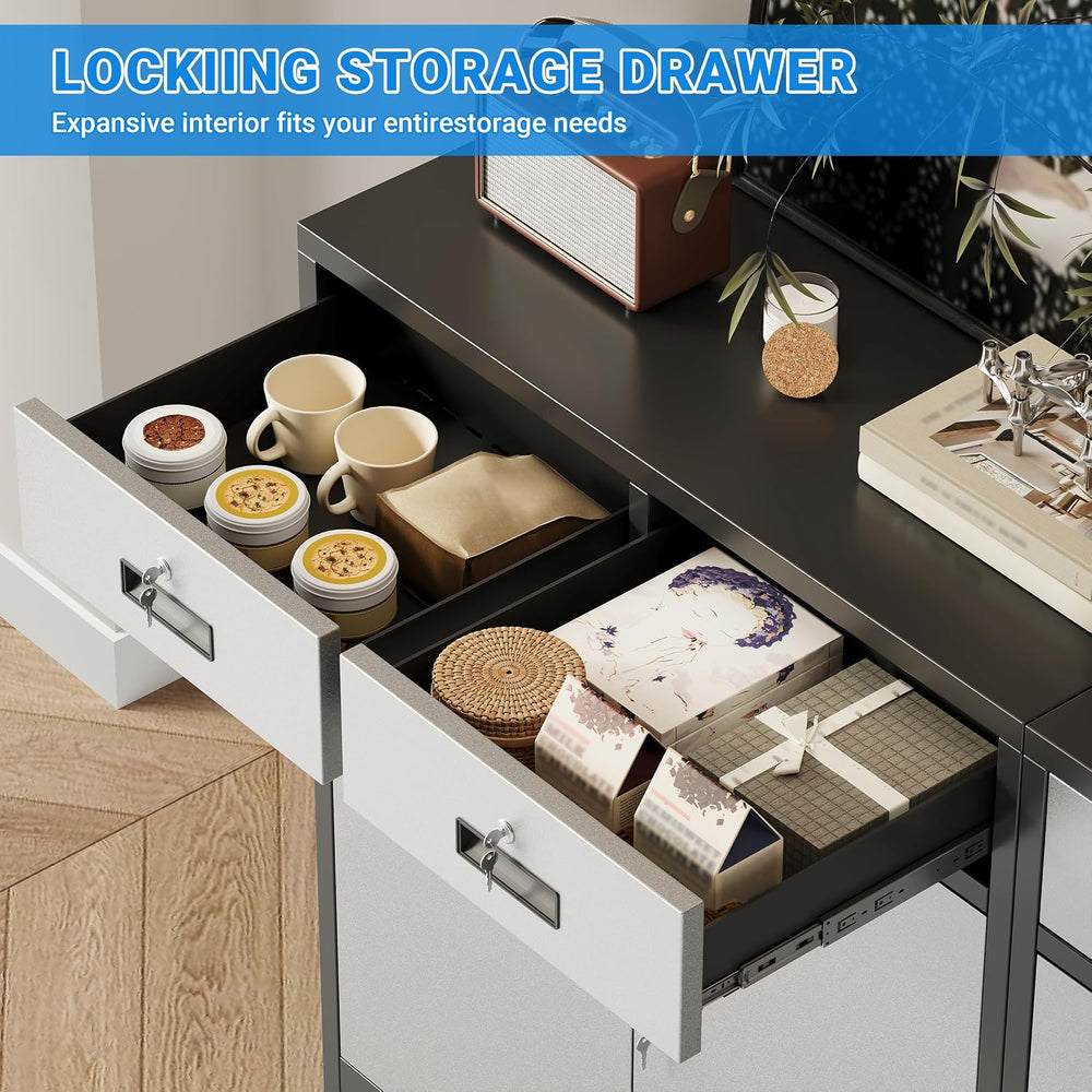 BESFUR Metal Storage Cabinet with Doors and Shelves, 36" H Locking Stora...