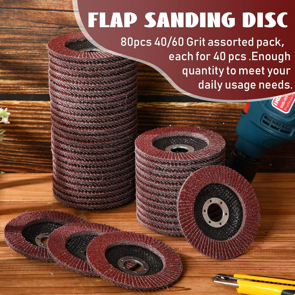 Landhoow 80 Pack Flap Discs 4 1/2 Inch for Angle Grinder 4.5 x 7/8 Inch Alumi...