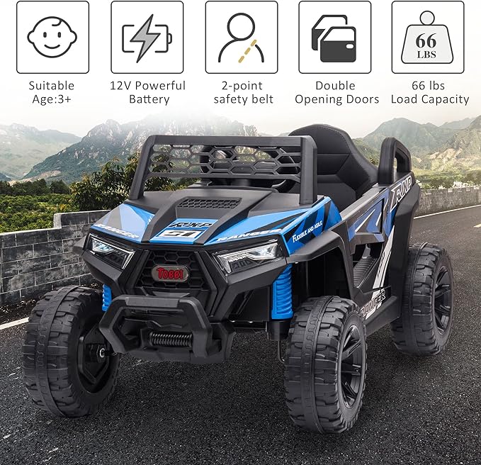 TOBBI 12V Kids Ride on Car, Electric Off-Road UTV Truck
