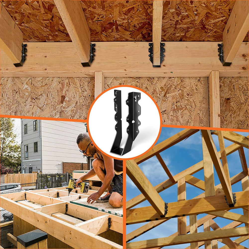 25 Pcs Black 2x8 Joist Hanger,LU28 18 Gauge Double Shear Face Mount Joist Han...