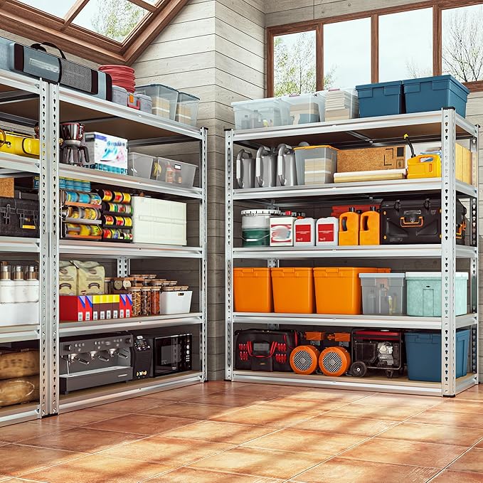 REIBII 40" W Garage Shelving 2500LBS Storage Shelves Adjustable Metal Sh...