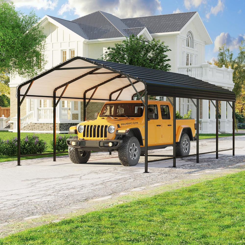 Polar Aurora 12x20 FT Metal Carport, Car Port with Enhanced Base