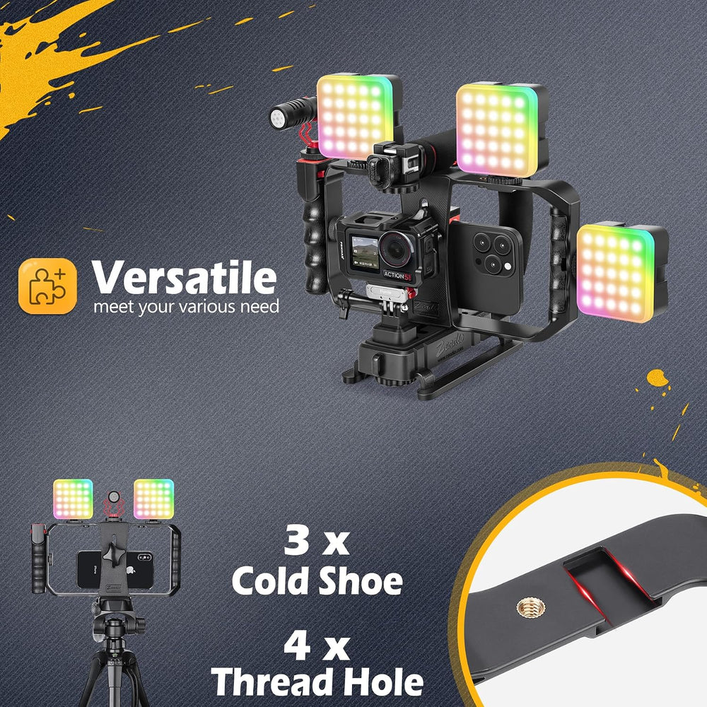 Zeadio Smartphone Camera Stabilizer, All-in-One Video Rig Kit with Phone Cage...