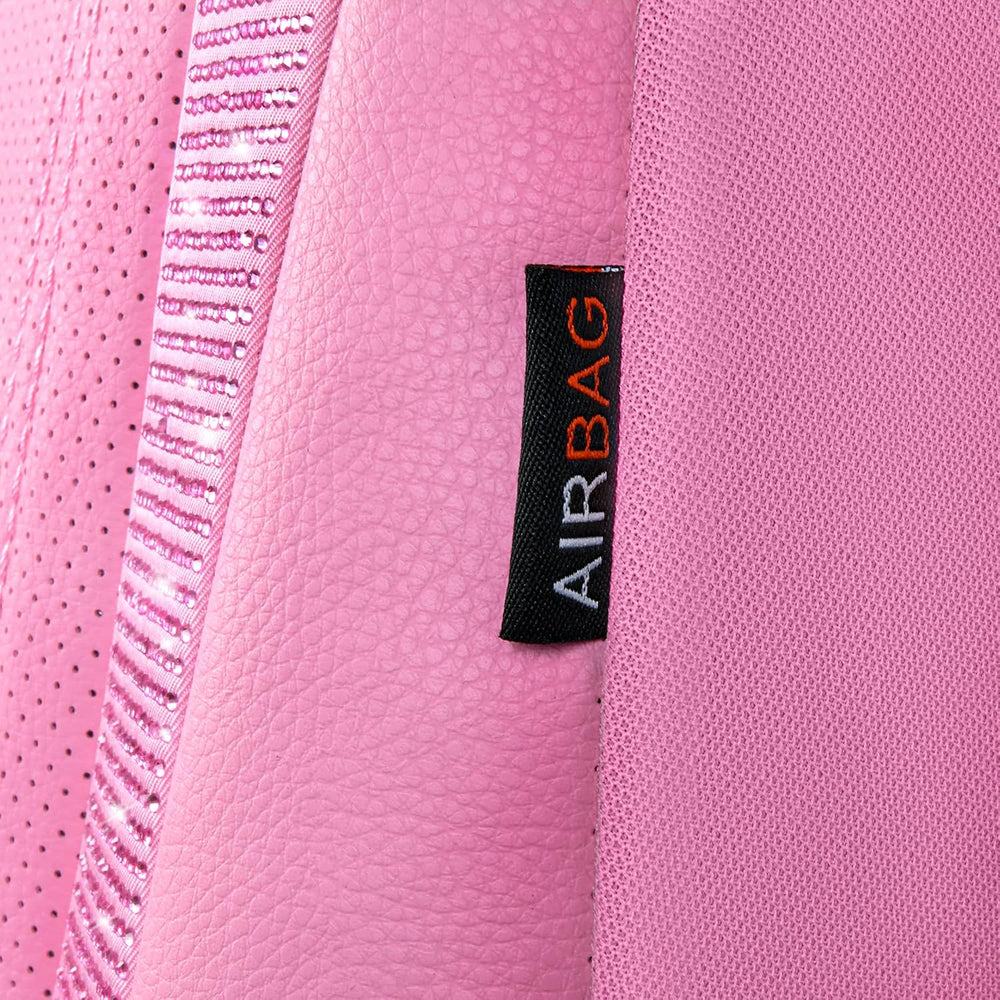 CAR PASS Bling Diamond Car Seat Covers, Shining Rhinestone Waterproof Faux Le...